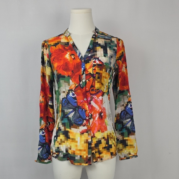 Desigual 100% Modal Colorful Printed Blouse – Women’s Size XS - Picture 12 of 12